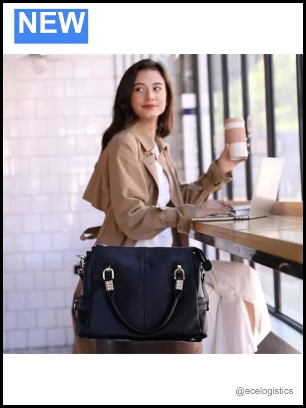 Genuine Leather RFID Wallet & Satchel Tote Set, Adjustable Straps, Women's Purse